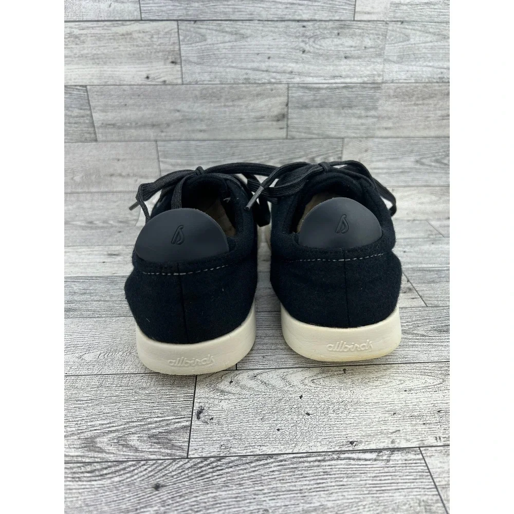 Allbirds Wool Pipers Women Sz 9 Black Merino Wool Low Top Sneakers Cream Sole